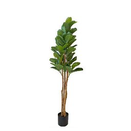 Árvore de Ficus Lyrata Grande Verde Planta Artificial Único - 1