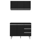 Ver mais imagens de Armário Aéreo e Balcão Gabinete com Tampo 120cm Andréia Preto - AJL Móveis