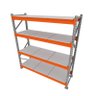Kit 1 mini porta pallet 250 kg 180x200x60 (CxLxP) cinza com laranja bandejas mdf branco - 1
