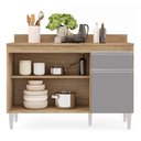 Ver imagem 4 de Balcão de Cozinha Lavanderia com Tampo 01 Gaveta Vick Castanho e Cinza 120 cm - D'Rossi DRossi