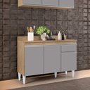 Ver imagem 2 de Balcão de Cozinha Lavanderia com Tampo 01 Gaveta Vick Castanho e Cinza 120 cm - D'Rossi DRossi