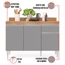 Ver imagem 5 de Balcão de Cozinha Lavanderia com Tampo 01 Gaveta Vick Castanho e Cinza 120 cm - D’Rossi