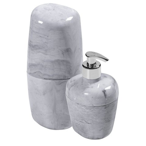 Kit de Acessórios para Banheiro com 2 Peças Marmorizado Astra Branco