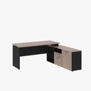 Ver imagem 2 de Mesa para Escritório Diretor em L com Armário e 1 Pasta Suspensa 1 Gaveta 1 Porta 170cm Espresso Móveis Marrom E Preto