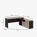 Ver imagem 3 de Mesa para Escritório Diretor em L com Armário e 1 Pasta Suspensa 1 Gaveta 1 Porta 170cm Espresso Móveis Marrom E Preto