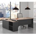 Ver imagem 1 de Mesa para Escritório Diretor em L com Armário e 1 Pasta Suspensa 1 Gaveta 1 Porta 170cm Espresso Móveis Marrom E Preto