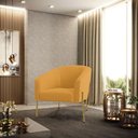 Ver imagem 6 de Cadeira Sala de Jantar Pé Ferro Dourado Kit 2 Stella Bouclê D03 - D'Rossi Cor Mostarda
