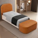 Ver imagem 2 de Cabeceira Cama Box 100cm Lanna com Puff Recamier Doha W01 Couríssimo Canela - Lyam Decor