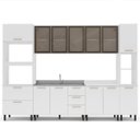 Ver imagem 3 de Cozinha Amara 310cm Armários Aéreos Porta Vidro Torre Quente Paneleiro Balcões Branco 250777
