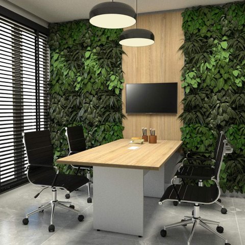 Conjunto Escritório Mesa de Reunião 1,80m Painel Tv Mb F5