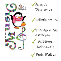 Adesivo de Geladeira Baby Pinguim Music Decoração Lavável - 2