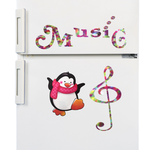 Adesivo de Geladeira Baby Pinguim Music Decoração Lavável
