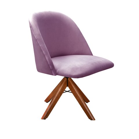 Poltrona Gaia Pé Giratório Madeira Casa, Escritório, Recepção, Mesa - Veludo Roxo