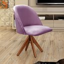 Ver imagem 2 de Poltrona Gaia Pé Giratório Madeira Casa, Escritório, Recepção, Mesa - Veludo Roxo
