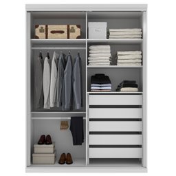 Guarda Roupa Athenas 1500 2Portas Deslizantes Com Espelho -100% MDF RA151 -0 Branco Mambel Móveis - 2