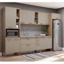 Ver imagem 1 de Cozinha Completa 6 Peças 12 Portas 3 Gavetas Armário para Geladeira Amêndoa Thela