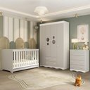 Ver imagem 2 de Quarto de Bebê Completo Berço Americano 3 em 1 Colchão Sonho Multimóveis Mp4635 Branco/off White