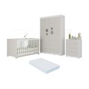 Ver imagem 1 de Quarto de Bebê Completo Berço Americano 3 em 1 Colchão Sonho Multimóveis Mp4635 Branco/off White
