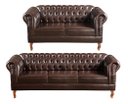 Ver imagem 1 de Conjunto Sofá Dom Pedro 2 e 3 Lugares Chesterfield Capitonê - Café