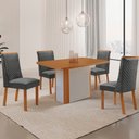 Ver imagem 1 de Mesa de Jantar Isadora 120cm Tampo MDF Laminado Canto Copo com 4 Cadeiras Yasmin