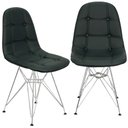 Ver imagem 1 de Kit 2 Cadeiras Charles Eames Botonê Eiffel Base Metal Cromado - Preto