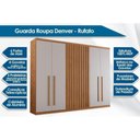 Ver imagem 2 de Guarda Roupa 6 Portas e 4 Gavetas C- Pés Denver Naturale-off White - Rufato