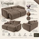 Ver mais imagens de Sofá Cama Casal Retrátil e Reclinável 5 Lugares Marrom Uruguai 276cm