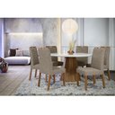Ver imagem 4 de Mesa de Jantar Isis 135x135 Cm com Vidro Ype Off White e 6 Cadeiras Mariana Camurça Marrom – New Cev