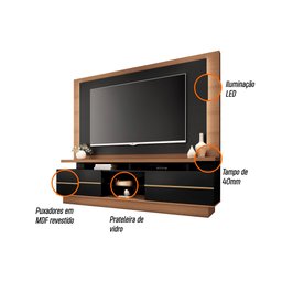 Estante Home Theater 2,10m Palazzo com Led Para TV 70 Cor Nature e Preto HB Móveis - 2 Estante Home Theater 2,10m Palazzo com Led Para TV 70 Cor Nature e Preto HB Móveis - 2
