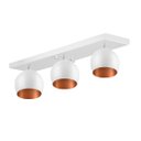 Ver imagem 1 de Lustre Plafon Bola 15 cm Retangular Triplo Branco com Cobre