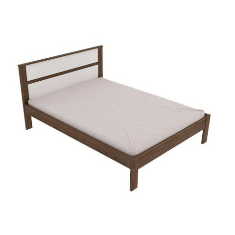 Cama de Casal Cm8005 Nogal/branco - Tecno Mobili