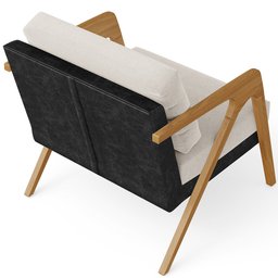 Poltrona Decorativa Para Sala De Estar Pietra L02 Couríssimo Preto Linho Cru - Lyam Decor - 7