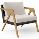 Ver imagem 1 de Poltrona Decorativa Para Sala De Estar Pietra L02 Couríssimo Preto Linho Cru - Lyam Decor