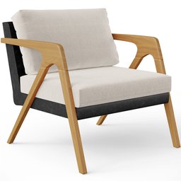 Poltrona Decorativa Para Sala De Estar Pietra L02 Couríssimo Preto Linho Cru - Lyam Decor - 1