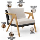 Ver imagem 4 de Poltrona Decorativa Para Sala De Estar Pietra L02 Couríssimo Preto Linho Cru - Lyam Decor