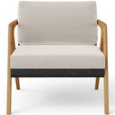 Ver imagem 3 de Poltrona Decorativa Para Sala De Estar Pietra L02 Couríssimo Preto Linho Cru - Lyam Decor