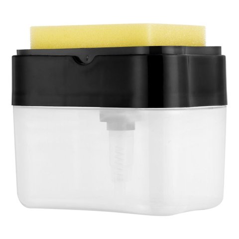 Porta Detergente Dispenser Sabão 2 em 1 para Pia Cozinha - Preto