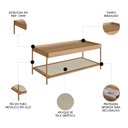 Ver imagem 3 de Mesa de Centro para Sala com Prateleira Arlo A10 Hanover/dourado - Mpozenato