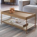 Ver imagem 2 de Mesa de Centro para Sala com Prateleira Arlo A10 Hanover/dourado - Mpozenato