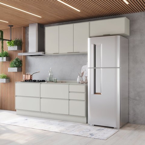 Cozinha Compacta 4 Peças em MDF com Tampo Cooktop Fineze Areio
