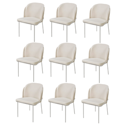 Conjunto 6 Cadeiras de Jantar Aurora no Linho Bege e Metal Champanhe - 1