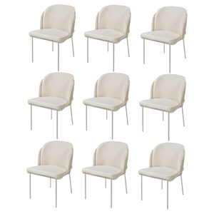 Conjunto 6 Cadeiras de Jantar Aurora no Linho Bege e Metal Champanhe