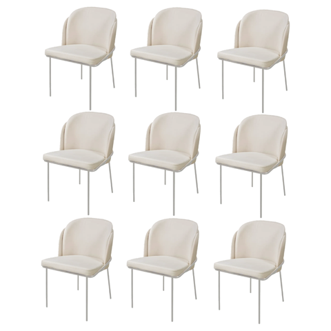 Conjunto 6 Cadeiras de Jantar Aurora no Linho Bege e Metal Champanhe