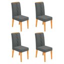 Ver imagem 1 de Conjunto Kit com 4 Cadeiras Estofadas para Sala de Jantar Yasmin MDF Cedro Linho Granito DJ Móveis
