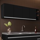 Ver imagem 2 de Armário Aéreo Nevada com Nicho 180cm 4 Portas Preto - Lumil Lumil Móveis