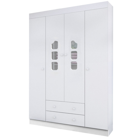 Guarda Roupa Infantil Livia 4 Portas Mdf Alto Brilho