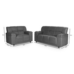 Conjunto Estofado 2 e 3 Lugares Manaus Hellen Estofados Cinza - 4 Conjunto Estofado 2 e 3 Lugares Manaus Hellen Estofados Cinza - 4