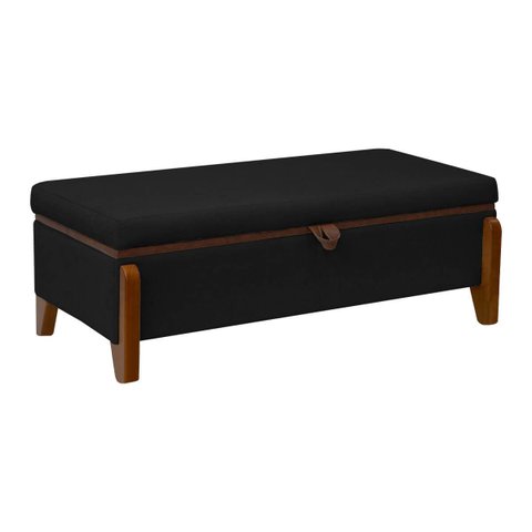 Baú Organizador Puff Bali 160 Cm Bouclé para Quarto e Sala:preto
