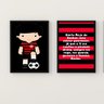 Kit 2 Quadros Infantis Torcedor Flamenguista 33x24cm - com vidro:Madeira branca - 1