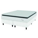 Ver imagem 1 de Cama Box Colchão Casal King Molas Ensacadas City Pillow Top 193x203x61cm Linho Branco / Cinza